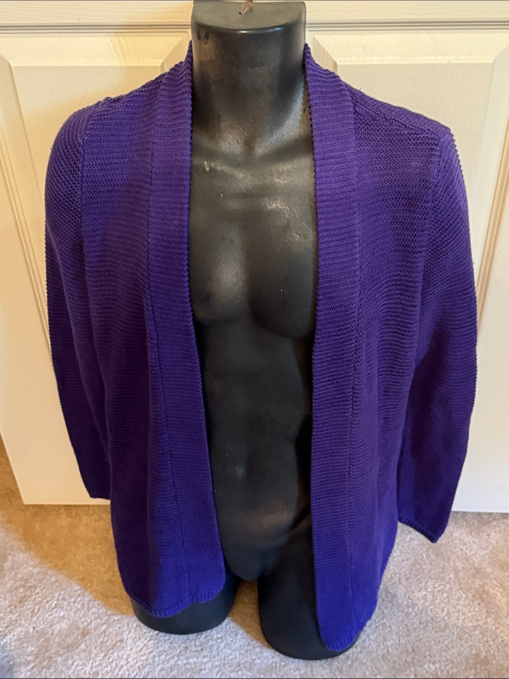Women’s Open-Front Purple Knit Sweater